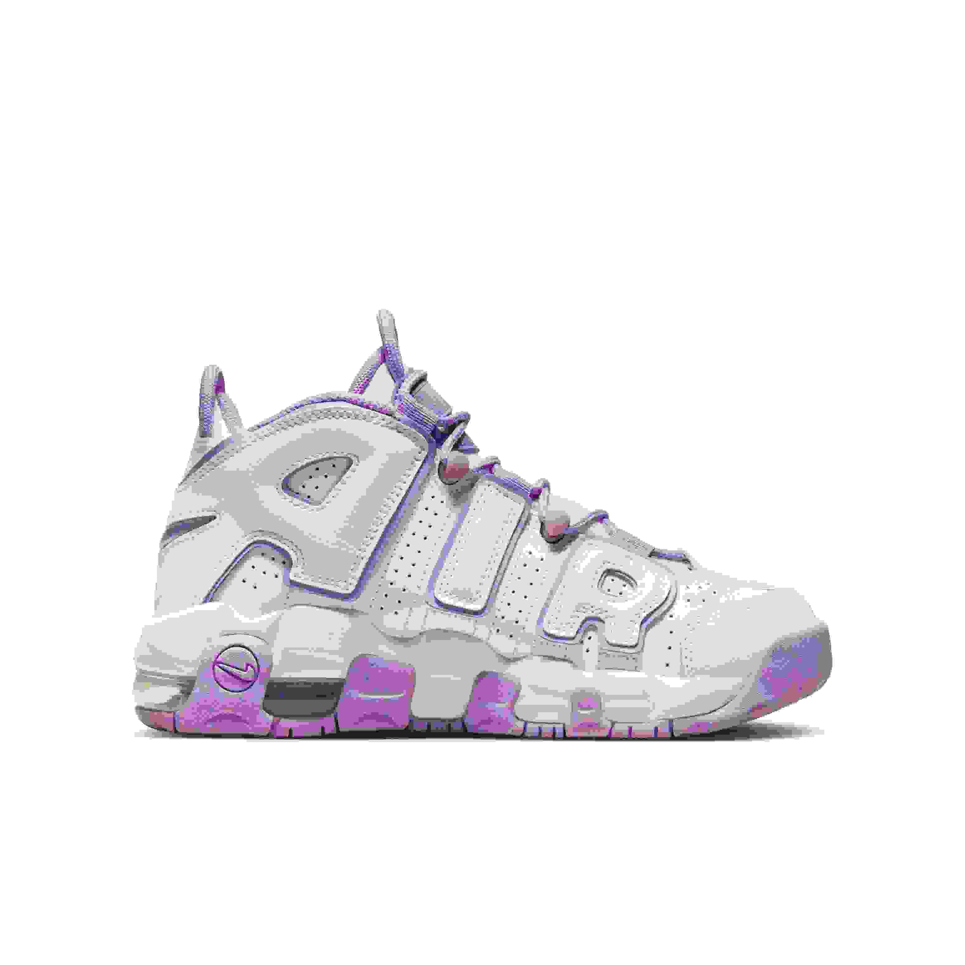 Nike Air More Uptempo Grade School Kids' "White/Rush Fuchsia/Rush Fuchsia" Shoe